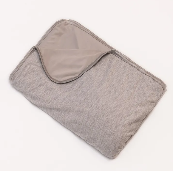 Clarech Bamboo Cooling Blanket in blue on a bed