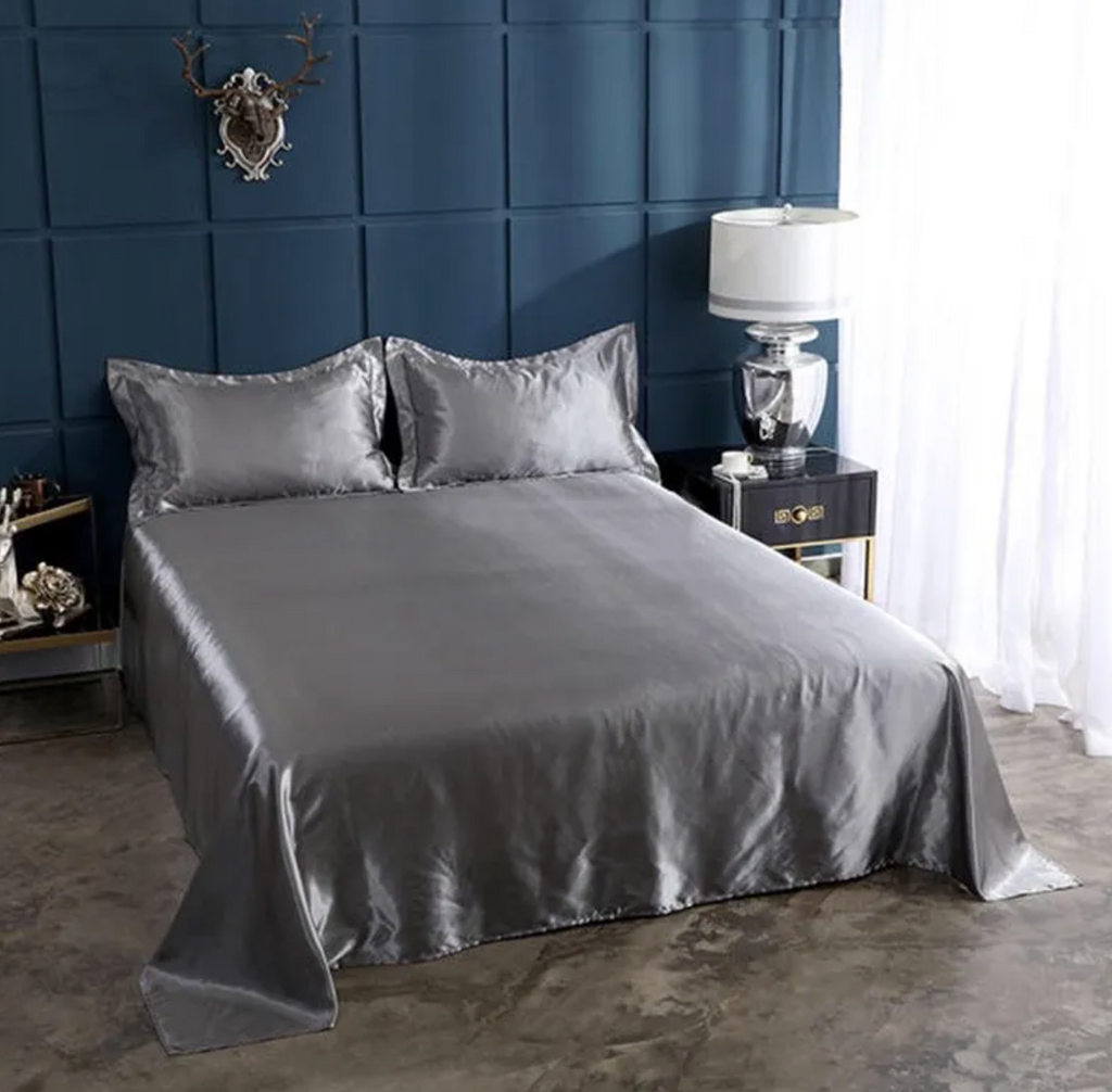 Close-up of Clarech Ice Silk Bed Sheets smooth, silky fabric